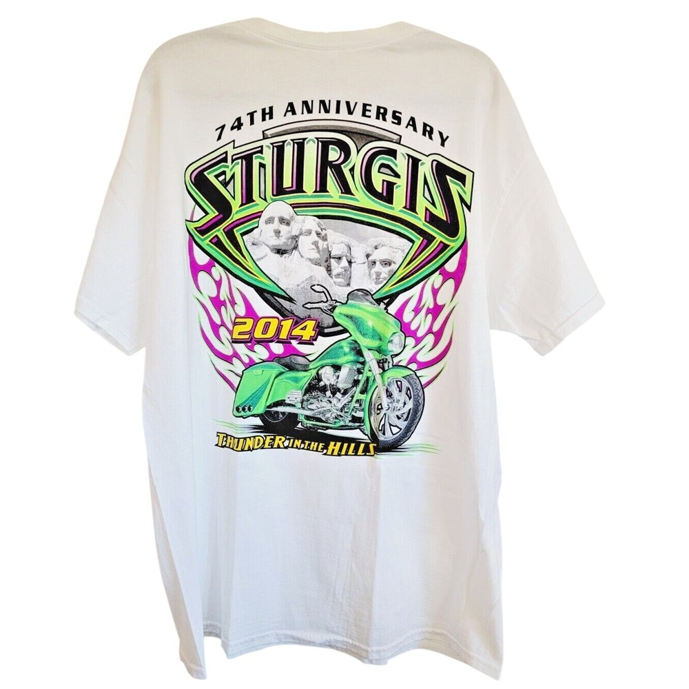 Gildan Sturgis‎ XL Men's Black Hills Rally 74th Anniversary 2014 Biker T-Shirt